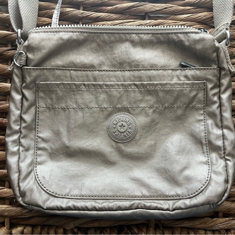 Kipling Silver Crossbody Bag with Sporty Design
